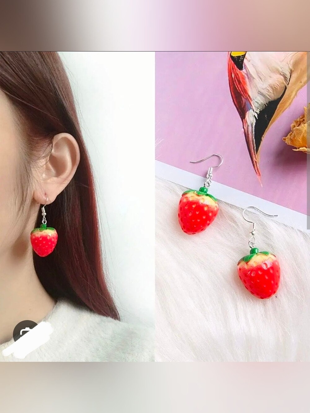 Adorable Quirky Dangles are 3D Miniature Strawberry Earrings BNIB